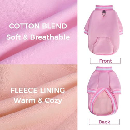 BINGPET Large Dog Sweater Pullover Fleece Vest with Leash Hole & D-Ring,Cotton Dog Hoodie for Small Medium Large Dogs Puppy Boys Girls,Thick Soft Fleece Winter Dog Clothes Cold Weather Sweatshirt Coat - color: Pink, size: XL(Chest: 33",Neck: 21",Back: 20"