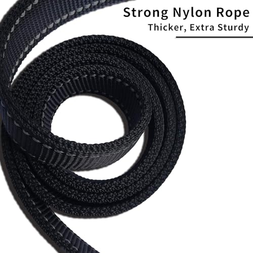 New 12'' Short Dog Leash, Reflective Nylon Padded Handle, Heavy Duty Strong Traffic Leash with Carabiner Clip, Perfect for Large or Medium Dogs (Black, 12 Inch) - color: Black