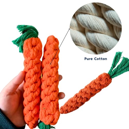 2ME 3 PCS Carrot Dog Rope Toys for Dogs, Durable Chew Toys for Aggressive Chewers, Entertainment and Interaction, Teeth Cleaning and Chewing, All-Cotton - size: 3-Pack