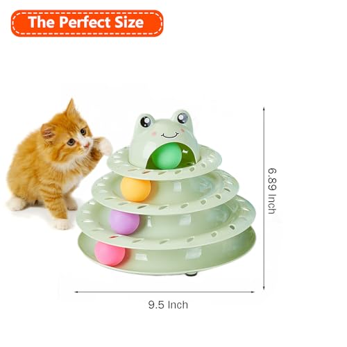 Cat Toys, 4-Level Turntable Ball Track Interactive Cat Toy for Indoor Cats, Self Play Fun Roller with Colorful Rotating Ball Puzzle Exercise Kitten Toys (Green) - color: Green