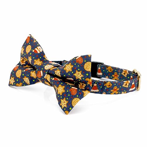 Ultra Joys Breakaway Cat Collar - Bells & Bowtie Gingerbread Man Small - color: Gingerbread-Bowtie Collar, size: Small