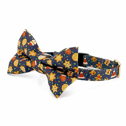 Ultra Joys Breakaway Cat Collar - Bells & Bowtie Gingerbread Man Small - color: Gingerbread-Bowtie Collar, size: Small