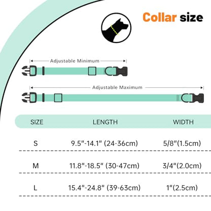Waterproof Dog Collar, Easy to Clean Rubber Dog Collars with Quick Release Buckle Fits Small Medium or Large Dogs (Mint Green, L < 15.4-24.8 inch) - color: Mint Green, size: L (15.4-24.8 inch)