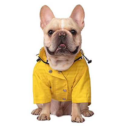 HDE Dog Raincoat Poncho Double Layer Zip Rain Jacket with Removable Hood, Leash Hole for Small to 3XL Dogs and Puppies Yellow - S - color: Yellow, size: Small