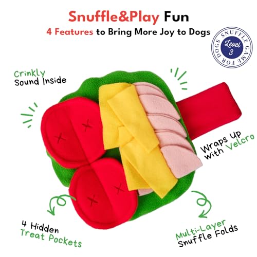 CHEWFFON Burrito Dog Toy, Enrichment Crinkle Treat Puzzle Toys, Interactive Nose Work Toy for Boredom and Stimulating, Durable & Pet-Safe Dog Toys, Snuffle Game for All Breeds - style: Burrito