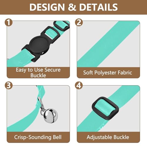 Aqua Blue Pet Collars for Cats, 2 Pack Bell Collar for Small Dogs - color: Aqua Blue