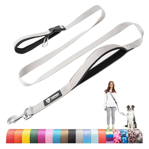 TSPRO Hands Free Dog Leash for Medium to Large Dogs, Adjustable Durable Leash with Comfortable Safety Padded Handle, Heavy Duty Metal Clasp for Walking, Running, Training (Gray) - color: Gray, size: for Medium to Large Dogs