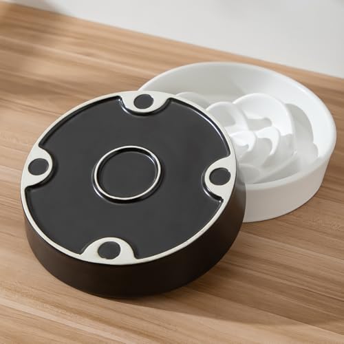 8.25'' Ceramic Slow Feeder Dog Bowls - Petal Shape Modern Dog Food Dish for Medium and Large Breeds, Puzzle Maze Bowl to Slow Down Eating, Anti-Gulping, Dishwasher & Microwave Safe, Black - color: Black, size: 8.25 inch