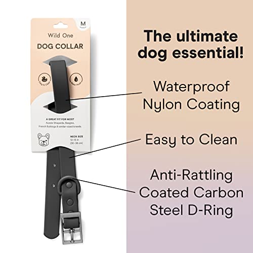 Wild One Dog Collar, Easy-Clean, All Weather Flex-Poly Strap with Metal, Durable, Dirt and Odor Resistant (Black, L) - color: Black, size: L