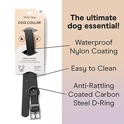 Wild One Dog Collar, Easy-Clean, All Weather Flex-Poly Strap with Metal, Durable, Dirt and Odor Resistant (Black, XL) - color: Black, size: XL