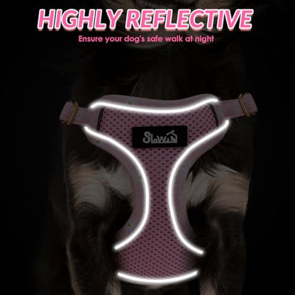 SlowTon Small Dog Harness - No Pull Dog Harness and Leash Set, Soft Mesh Lightweight Puppy Vest Harnesses, Adjustable Pet Harnesses for XXS XS Small Medium Easy Walk Hiking (Pink, S) - color: 1.Pink Daisy, size: Small