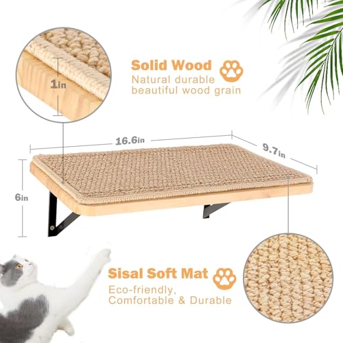 Cat Wall Shelves Stairs Cat Wall Furniture Mounted, 2PCS Shelves & 2PCS 4 Steps Climbing Shelf Scratching Perches for Sleeping, Playing, Climbing - color: 4 in 1