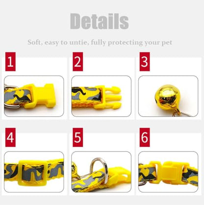 Personalized Camo Dog Collars-Adjustable Lightweight Nylon Pet Collars, Quick-Release Buckle, Perfect for for Small Dogs, Puppies & Cats (4-Pack - color: yellow