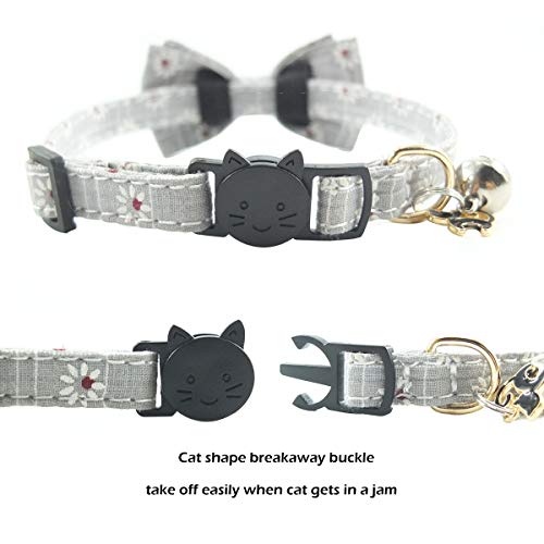 Bowtie Cat Collars Breakaway with Bell, Adjustable Cute Kitty Collars Safety Buckle Kitten Collar for Cat Puppy 7.5-11in - color: 3