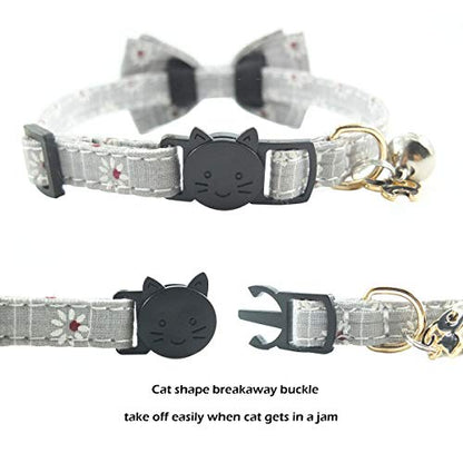 Bowtie Cat Collars Breakaway with Bell, Adjustable Cute Kitty Collars Safety Buckle Kitten Collar for Cat Puppy 7.5-11in - color: 3