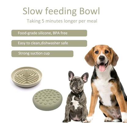 Slow Feeder Bowls for Dogs and Cats, 7.9inch Slow Down Bowl with Suction Cups, Puzzle Pet Bowls Non-Slip Design Dishwasher Microwave Safe (Beige) - color: Beige