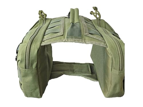 Tactical Dog Backpack Harness – Medium, Army Green, 2 Ample Side Pockets | Water Resistant Saddle Bags for Hiking & Camping, Sturdy Vest Fits Medium & Large Dogs - size: Medium