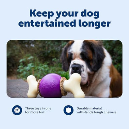 PetSafe Busy Buddy Bouncy Bone, Treat Holding Dog Toy, Large, Best for Dogs Over 75 Lb. - size: Large, style: 3-in-1 Slow Feeder Toy