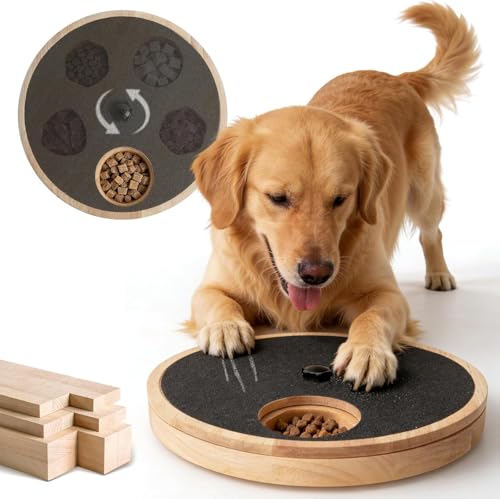 Zenflux Dog Nail Scratch Board with Treat Box, Dog Scratch Pad for Nails, Adjustable Interactive Dog Nail File Toy for Stress-Free Grooming, Treat Puzzle Scratch Board for Dogs, Black