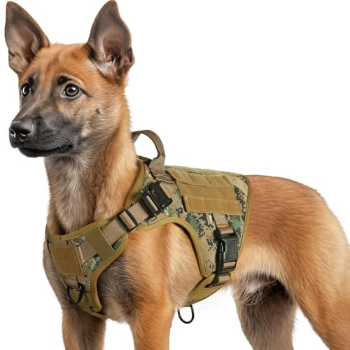 rabbitgoo Tactical Dog Harness for Small, Heavy Duty Pet Harness with Handle, No-Pull Service Vest Small Breed, Adjustable Military Dog Vest for Training Hunting Walking, Brown Camo, S - color: Brown Camo, size: Small