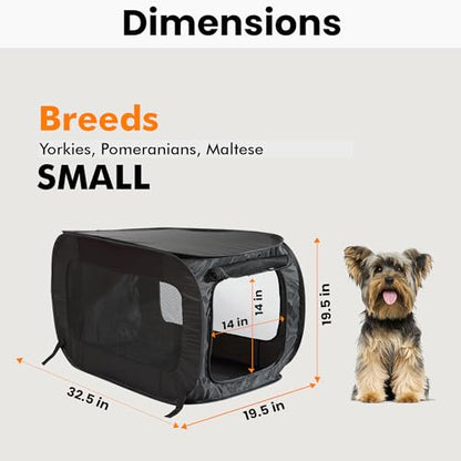 Beatrice Home Fashions Portable, Collapsible, Pop Up Kennel Travel Cat and Dog Crate, 32.5" L x 19.5" W x 19.5" H, Black - color: Black, size: 32.5"L x 19.5"W x 19.5"H