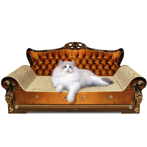Luxury Cardboard Cat Scratcher Sofa Bed, Couch Shaped Scratching Board, Scratch Lounge with Catnip, Cat Scratcher for Indoor Cats Large Brown - color: Brown Lounge