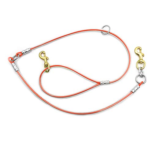 5' Cable & Cable Dog Leash Tree Tie Lead with O Ring (Orange) - color: Orange