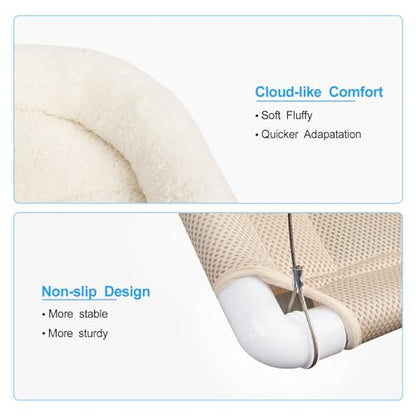 PEFUNY Fluffy Cat Window Bed for Indoor Cats – Strong Suction Cup Hammock with Breathable Mesh and Soft Cushion, Supports Large Cats