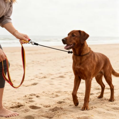 4 FT Heavy Duty Dog Leash with 2 Padded Handles (Traffic Handle & Easy Snap Hook), Reflective Walking Lead for Large, Medium & Small Dogs (1" Wide, Black)