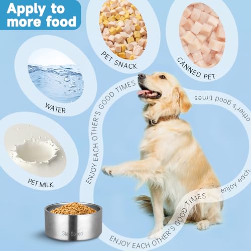 StarSpeed Stainless Steel Dog Bowl. Dog Water Bowls for Large Dogs with Rubber Bottom, Drop Resistant and Durable, Keeps Cold, Holds 8 Cups of Water, Fits Different Size Dog Bowls. (64oz, Silver) - color: Silver, size: 64oz
