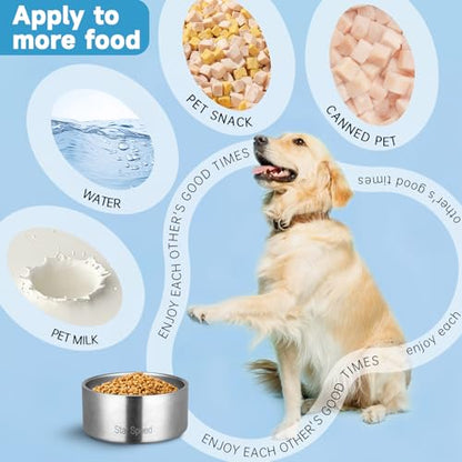 StarSpeed Stainless Steel Dog Bowl. Dog Water Bowls for Large Dogs with Rubber Bottom, Drop Resistant and Durable, Keeps Cold, Holds 8 Cups of Water, Fits Different Size Dog Bowls. (64oz, Silver) - color: Silver, size: 64oz