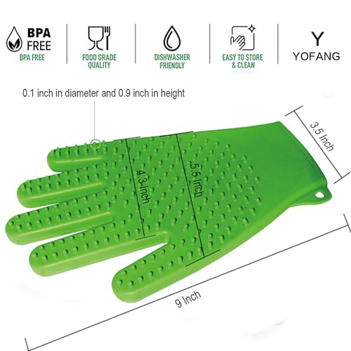 YOFANG Double-Side Pet Grooming Gloves for Cats & Dogs, Silicone Pet Hair Removal Glove for Bathing, Shedding & Massage, Gentle Cat & Dog Grooming Glove for Long & Short Hair Pets