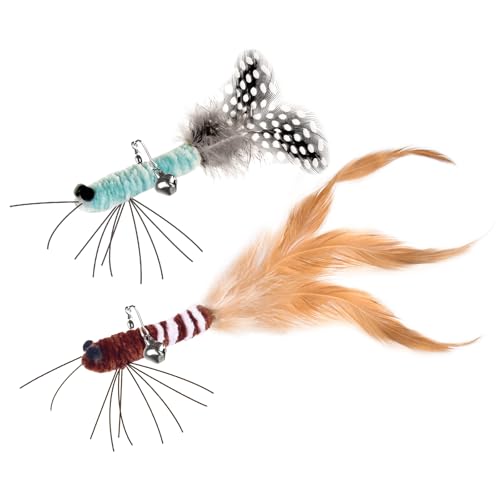 ORSDA Cat Toys, Cat Feather Toy for Indoor Cats, Replacement Teaser, Interative for Cats with Bell, Kitten Toys