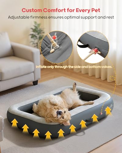 QPAU 36 in Inflatable Dog Bed for Home Travel and Outdoor, Pet Mattress for Small, Medium & Large Dogs (Pump Included - size: Medium to Large