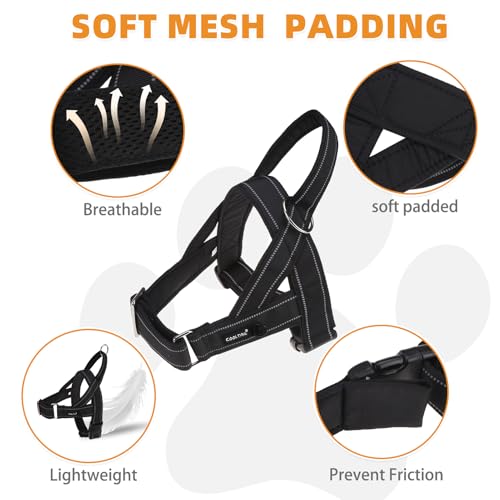 KOOLTAIL No Pull Harness Medium Size Dog with Handle, Easy Walk Puppy Vest Harness Neck & Chest Soft Paded Adjustable, Reflective Lightweight Escape Proof Breathable Mesh Pet Running Harness, Black M - color: Black, size: Medium