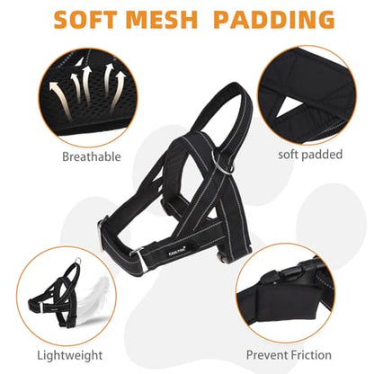 KOOLTAIL No Pull Harness Medium Size Dog with Handle, Easy Walk Puppy Vest Harness Neck & Chest Soft Paded Adjustable, Reflective Lightweight Escape Proof Breathable Mesh Pet Running Harness, Black M - color: Black, size: Medium
