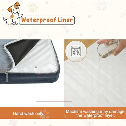 EMPSIGN Stylish Dog Bed Mat Dog Crate Pad Mattress Reversible (Cool & Warm), Water Proof Linings, Removable Machine Washable Cover, Firm Support Pet Crate Bed for Small to XX-Large Dogs, Grey - size: L(35"*22"*3")