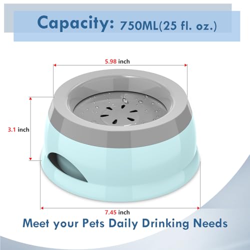 Dog Water Bowl, No Spill Cat Slow Feeder Water Dispenser Portable Vehicle Carried Car Travel Bowls for Small Medium Pets Sloppy Messy Drinkers 25oz, Blue - color: Blue