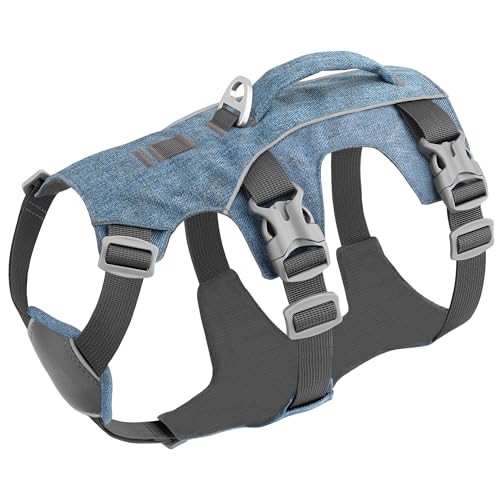 Escape Proof Dog Harness Medium Sized Dog, Reflective No Pull Dog Vest with Handle, Lightweight Full Body Pet Harness Adjustable for Walking,Training(Blue,Chest:17-32") - color: Blue, size: M: Chest 17-32", Fit 25-55 lbs