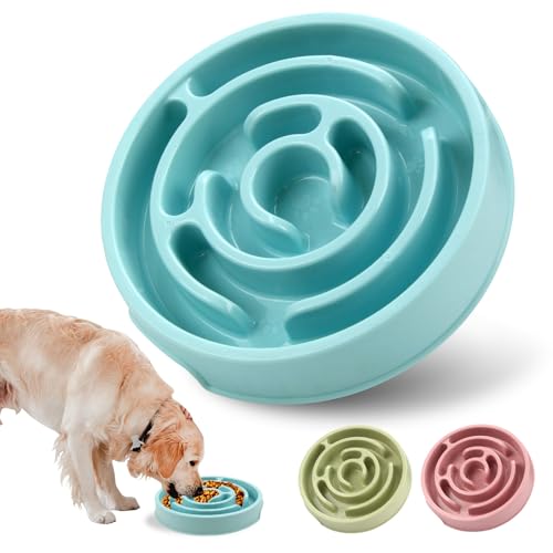 Slow Feeder Dog Bowls Puzzle Dog Bowl with Anti-Slip Slow Feeder & Non-Slip Design, Boredom and Anxiety Reducer Suitable for All Breed Dogs and Cat - color: Blue