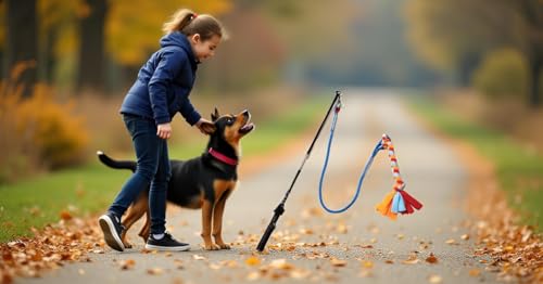 Interactive Flirt Pole Toy for Dogs – Agility Training & Exercise Chase Stick, Durable Tug Teaser Wand with Strong Rope Lure, Outdoor Play Toy for All Dog Sizes (35-Inch Pole)