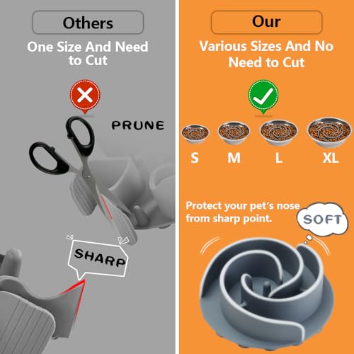 Slow Feeder Dog Bowls Insert, Animire Soft Silicone Slow Eating Food Bowl for Small, Medium and Large Dogs - color: Grey, size: M