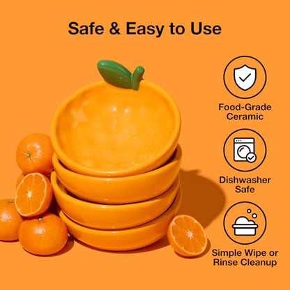 VETRESKA Ceramic Pet Bowl Tilted Design Pet Feeder for Food and Water Anti Vomit Cat Bowls for Indoor Cats Cute Tangerine Cat Bowl Dishwasher Safe - color: Tangerine Bowl