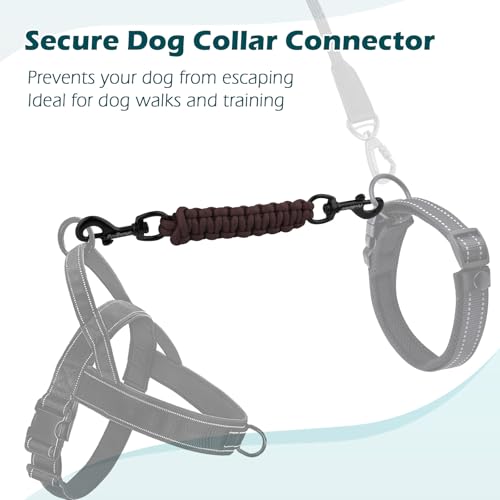 Dog Collar Safety Clip, Handmade Backup Safety Strap for Dog Harness, Prong, Pinch Collar, Double Ended Clasp Leash Connector (Brown) - color: Brown