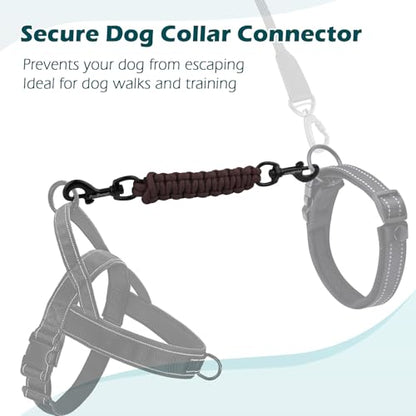 Dog Collar Safety Clip, Handmade Backup Safety Strap for Dog Harness, Prong, Pinch Collar, Double Ended Clasp Leash Connector (Brown) - color: Brown