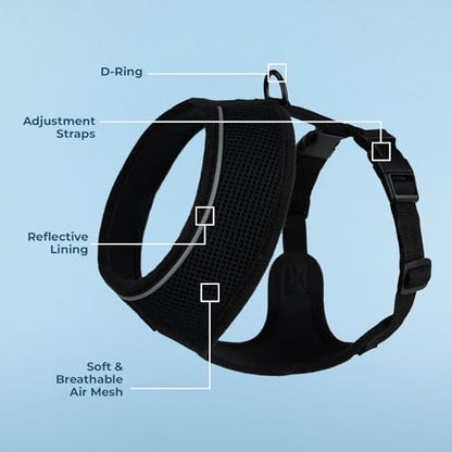 Voyager Aerolite Over the Head Dog Harness, No Pull Breathable Air Mesh Vest, Quick Dry with Reflective Stitching, Adjustable Escape Resistant Harness for Small Medium Large Dogs - Black, X-Small - color: Black, size: XS