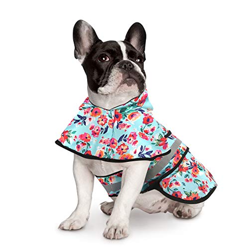 HDE Dog Raincoat Jacket Reflective Adjustable Hooded Pet Poncho Rain Coat with Leash Hole for Small to X-Large Dogs Turquoise - S - color: Turquoise, size: Small