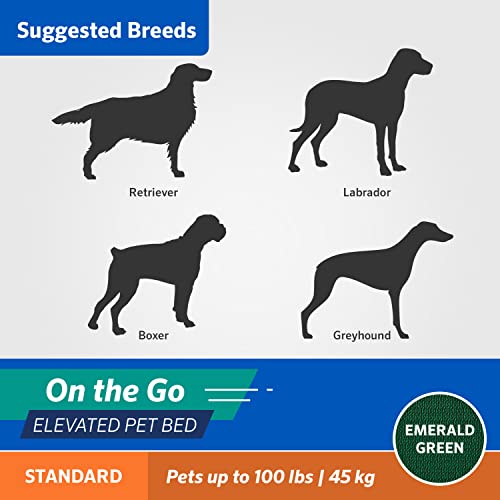 Coolaroo On-The-Go Elevated Dog Bed - Foldable Pop-Up Travel Dog Bed with Breathable, Moisture-Resistant Fabric, Carry Bag Included, Lightweight & Portable, Emerald Green, Large - color: Emerald Green, style: Large