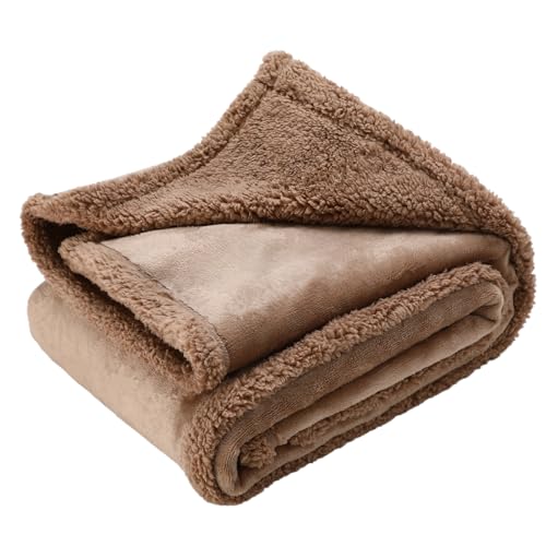 Dog Blanket, Waterproof Reversible Sherpa Fleece Throw Blanket, Furniture Cover for Bed, Couch, Sofa Protection from Liquid Pee and Pet Fur of Puppy, Cat (Light Coffee M39*57inches) - color: Light Coffee, size: 39*57