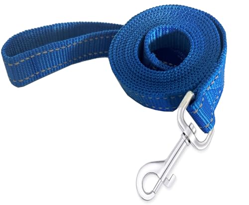 Reflective Dog Leash 4Ft /5 Foot /6 Feet Long, 1 Inch Wide, for Small and Medium Dogs - color: Reflective Blue, size: 1'' x 4 FT
